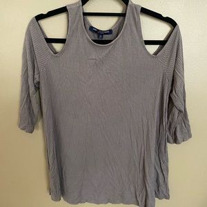 One Clothing Brown/Tan Shirt w/ holes in shoulders